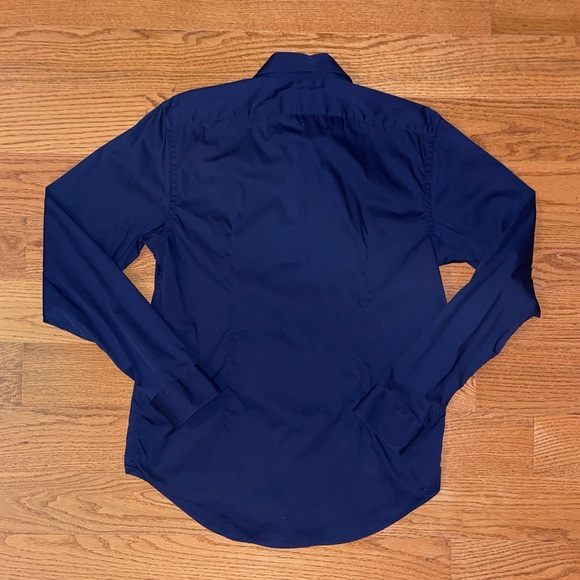 Zara Blue Button-Up Super Slim Fit Shirt - Size Large - Picture 5 of 8